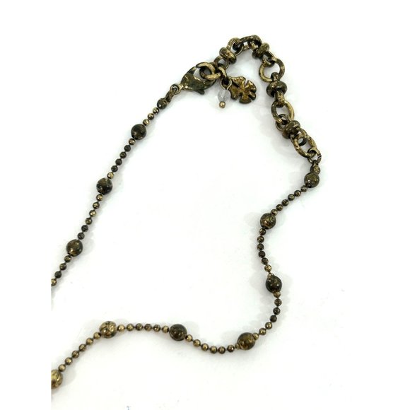 Lucky Brand Pendant Necklace Gold Tone 16” Bead Chain Iridescent Oval & Round - Picture 12 of 16